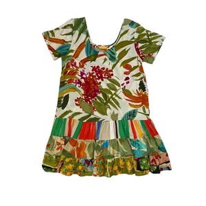 Jams World Hattie Mini Dress - Floral - Multicolor Green Cream - Size S
